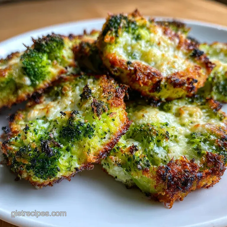 Stacked broccoli cheese bites with melted cheese oozing, garnished with thyme sprigs, appealing appetizer on a white plate...
