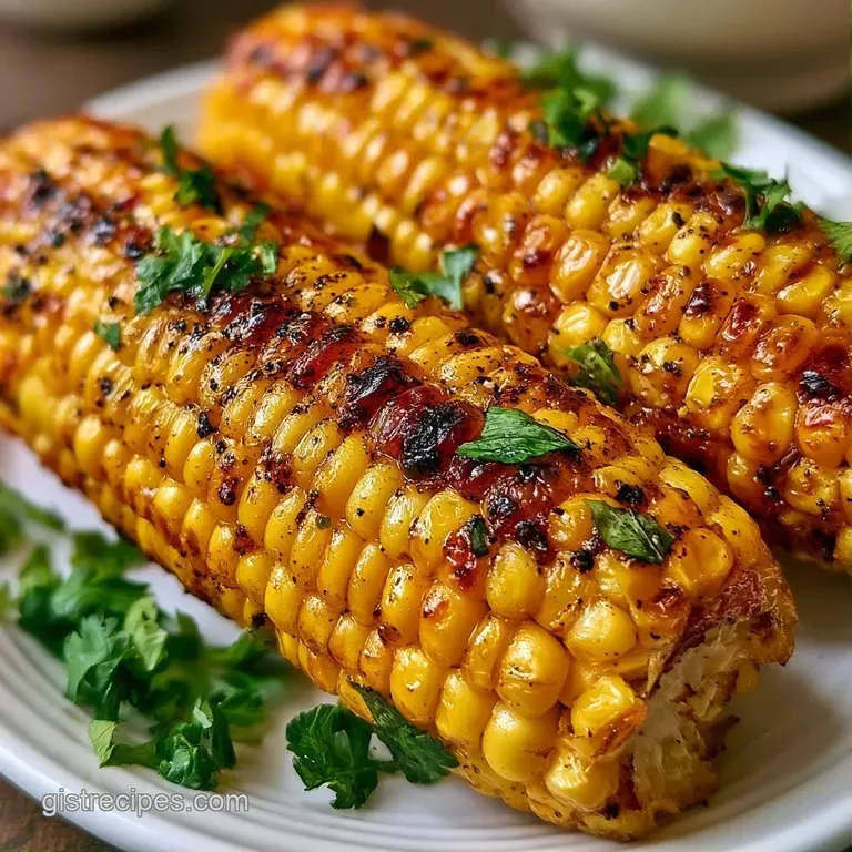 Golden corn cobs stacked on a slate board, garnished with fresh cilantro and lime wedges for a pop of color.