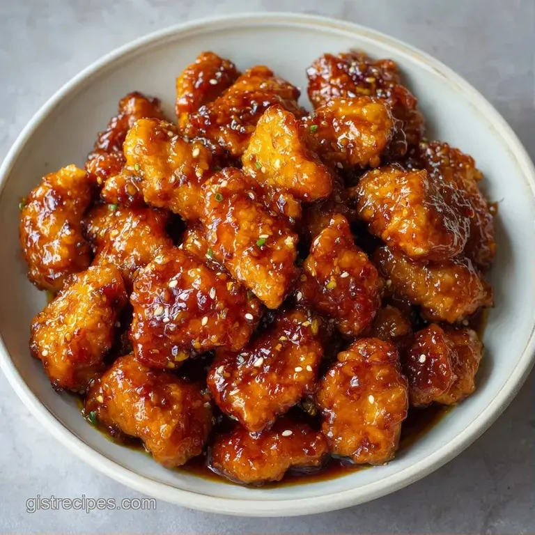 Sliced golden poultry glazed in amber sauce, arranged neatly on a white ceramic plate with saut&eacute;ed asparagus spears.