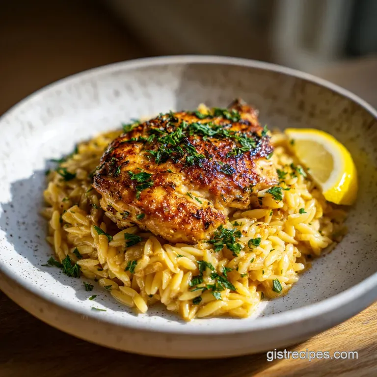 Chicken and Orzo Recipe with Lemon and Garlic