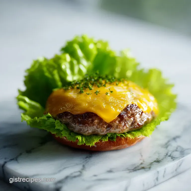 Vibrant green lettuce leaves cradling a grilled patty with sliced tomatoes and red onion on a slate platter.