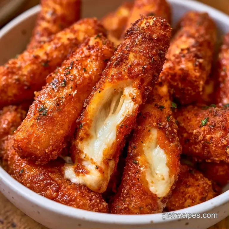 Vibrant red-tinted cheese sticks stacked on a slate board with dots of cool ranch and fresh green parsley.