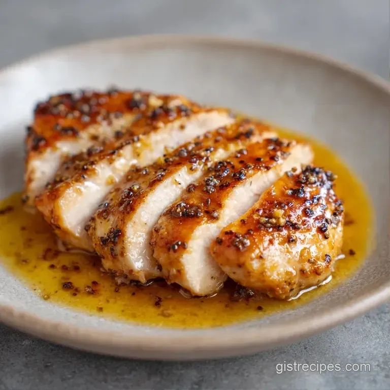 Seared chicken breasts resting on velvet mashed potatoes with a lemon butter drizzle and a sprig of thyme.