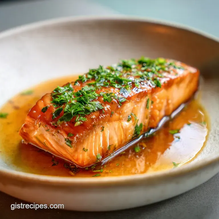 Perfectly plated bang bang salmon: glazed fillet nestled on rice with scallions, chili flakes, and a vibrant swirl of crea...