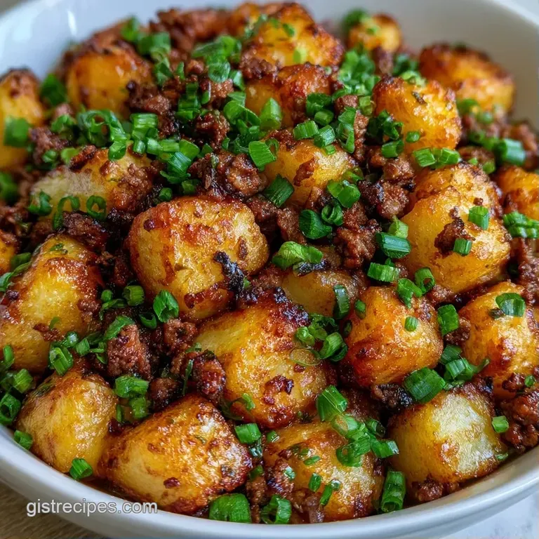 Savory browned beef served over a mound of fluffy white rice, garnished with a sprinkle of bright green chopped parsley.