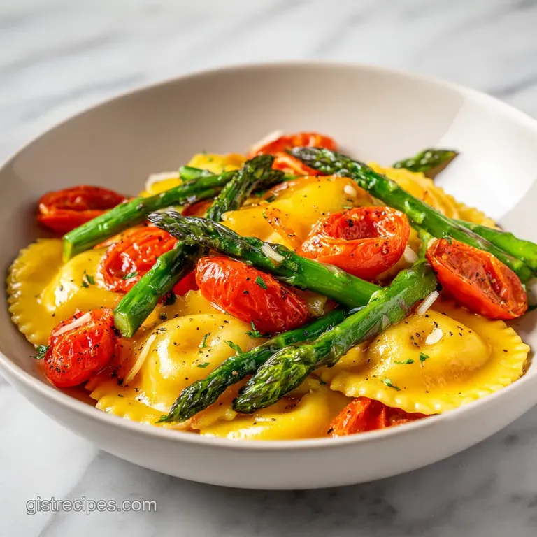 Ravioli Recipe with Tomatoes Asparagus Garlic: Fresh