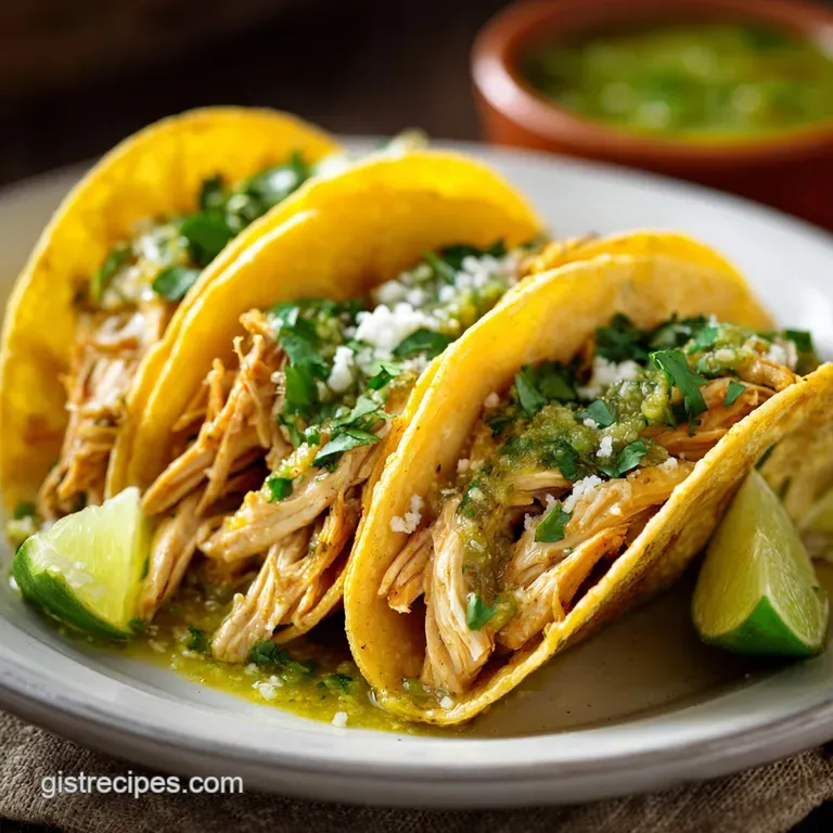 Crockpot Salsa Verde Chicken Tacos Recipe