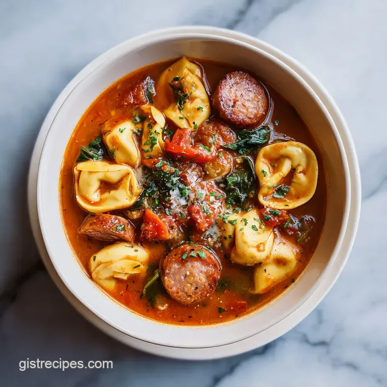 Sausage and Tortellini Soup with Fire Roasted Tomatoes