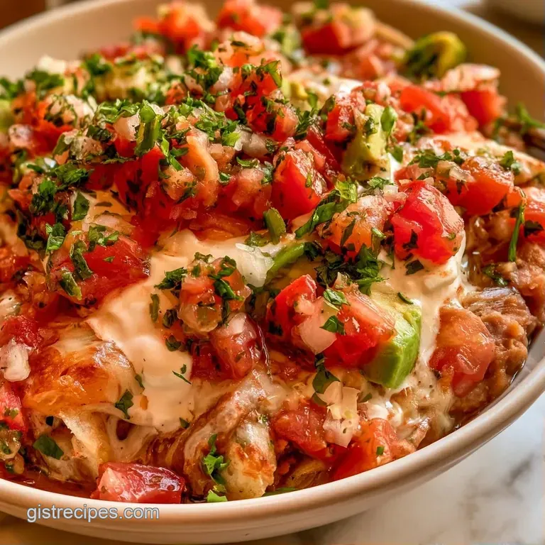 Colorful layers of bean and avocado dip in a clear dish, accented by a side of toasted corn tortilla chips.
