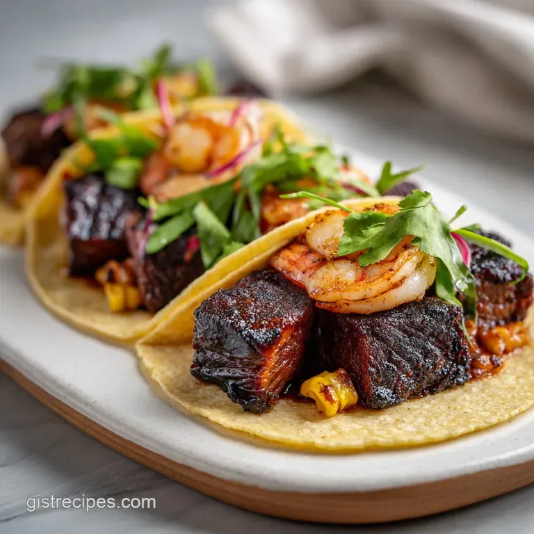 Shrimp and Steak Tacos: Savory and Charred