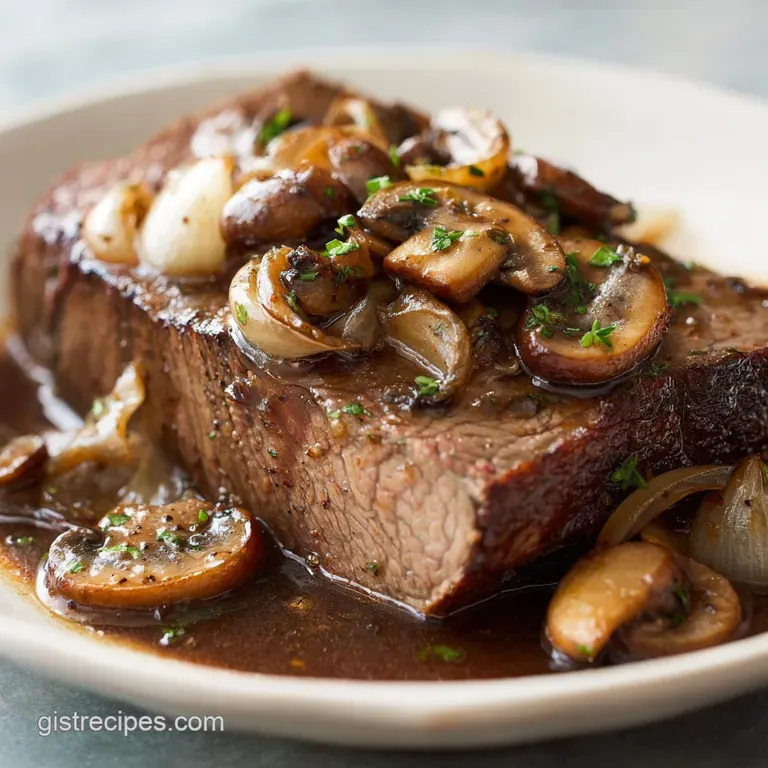 Slow Cooker Roast Beef with Mushroom and Onion Gravy