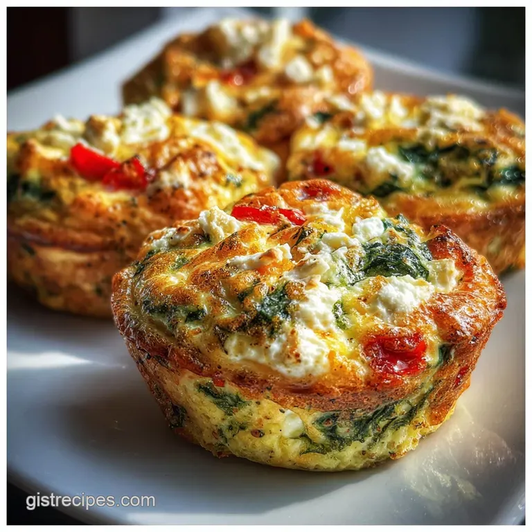 Two spinach feta egg muffins on a white plate with fresh parsley, showcasing a fluffy, light texture and savory appearance.