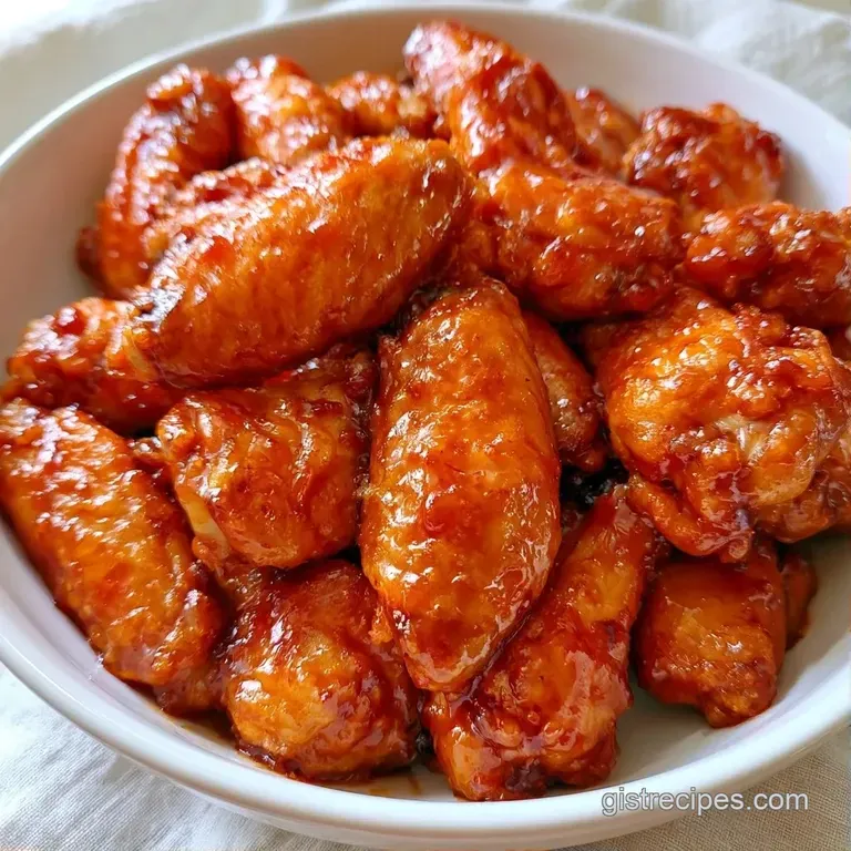 Glistening amber wings arranged on a minimalist white platter with crisp celery sticks and a creamy dipping sauce.