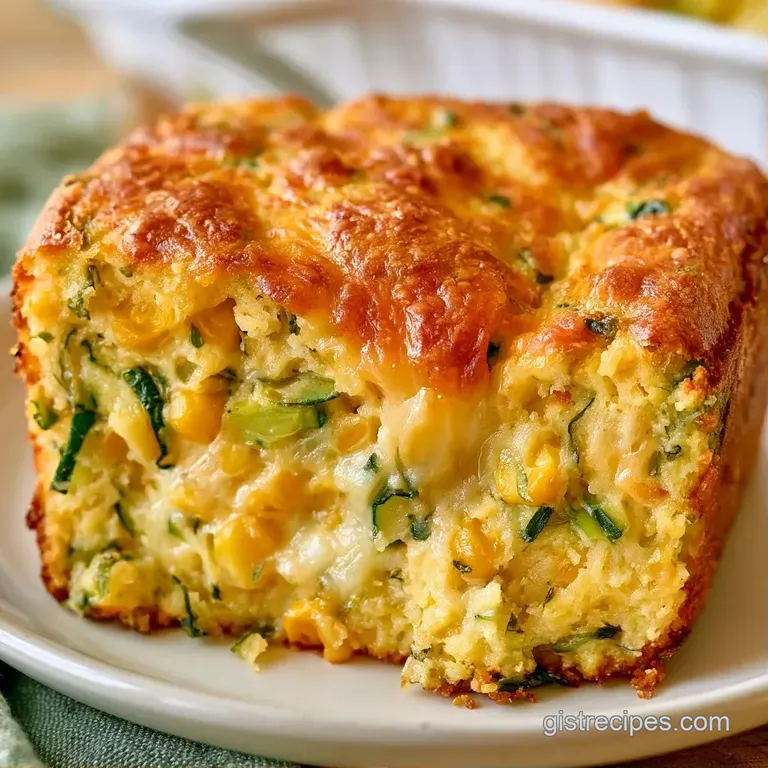 Moist square of golden corn bread with melted butter and fresh parsley on a minimalist white porcelain plate.